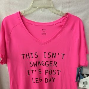 Pink Swagger Athletic Tee Shirt -Workout Gym Yoga Exercise Spa Fitness NWT